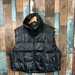 Women’s XL faux leather Black Puffer Vest